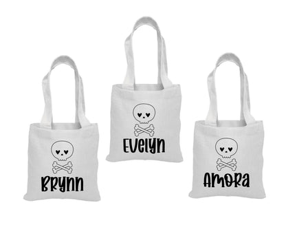 Personalized Halloween Favor Bags – Skeleton Design, Set of 3