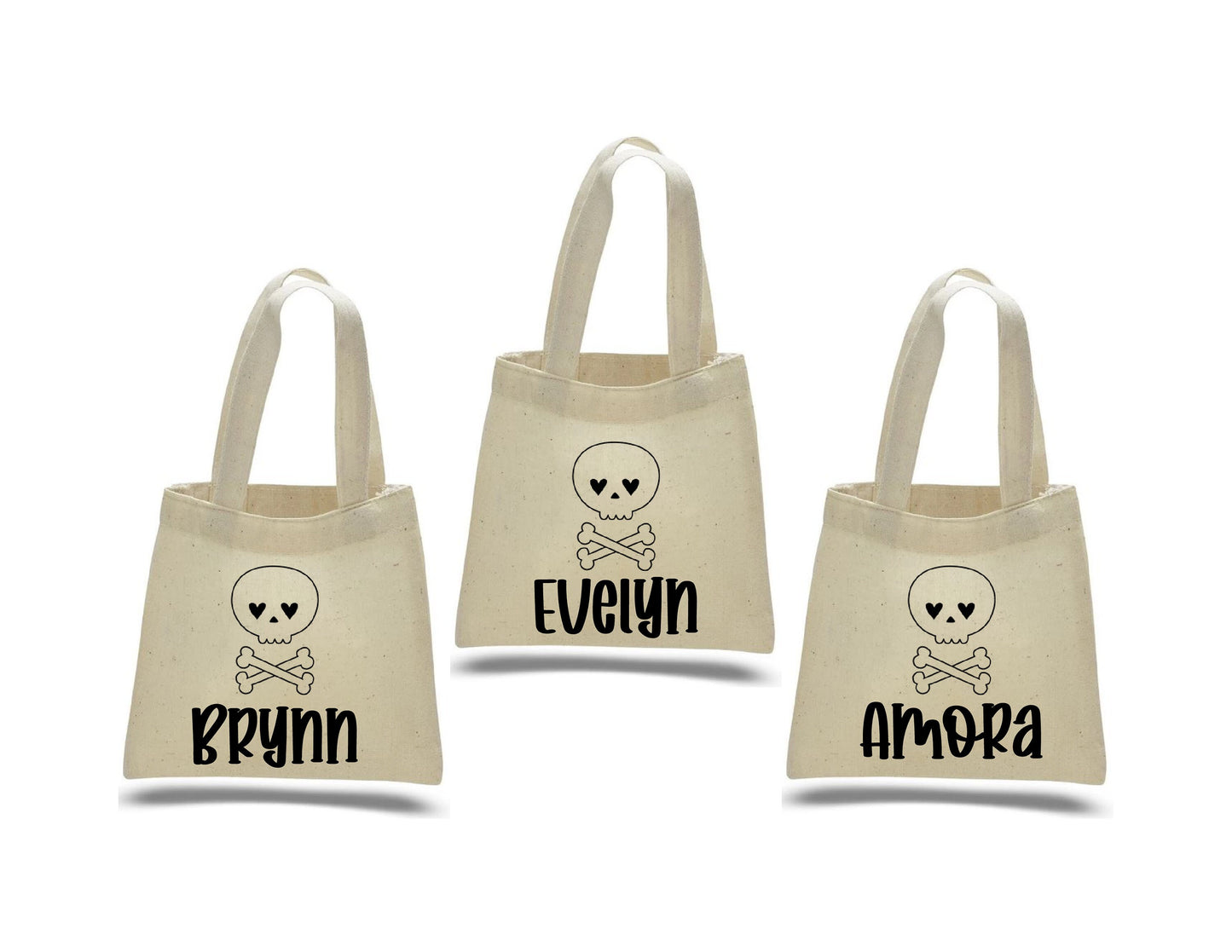Personalized Halloween Favor Bags – Skeleton Design, Set of 3