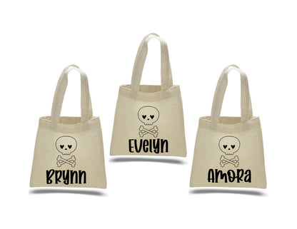 Personalized Halloween Favor Bags – Skeleton Design, Set of 3