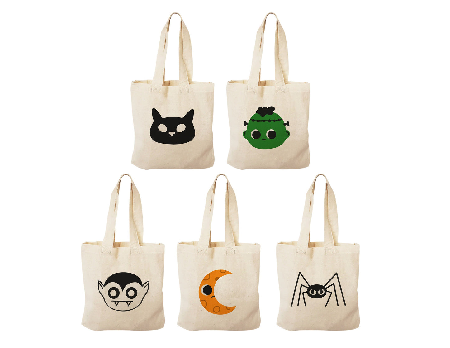 Halloween Party Favor Bags - Perfect for Halloween Parties! - Cotton Party Favor Bags with Handles - Set of Five