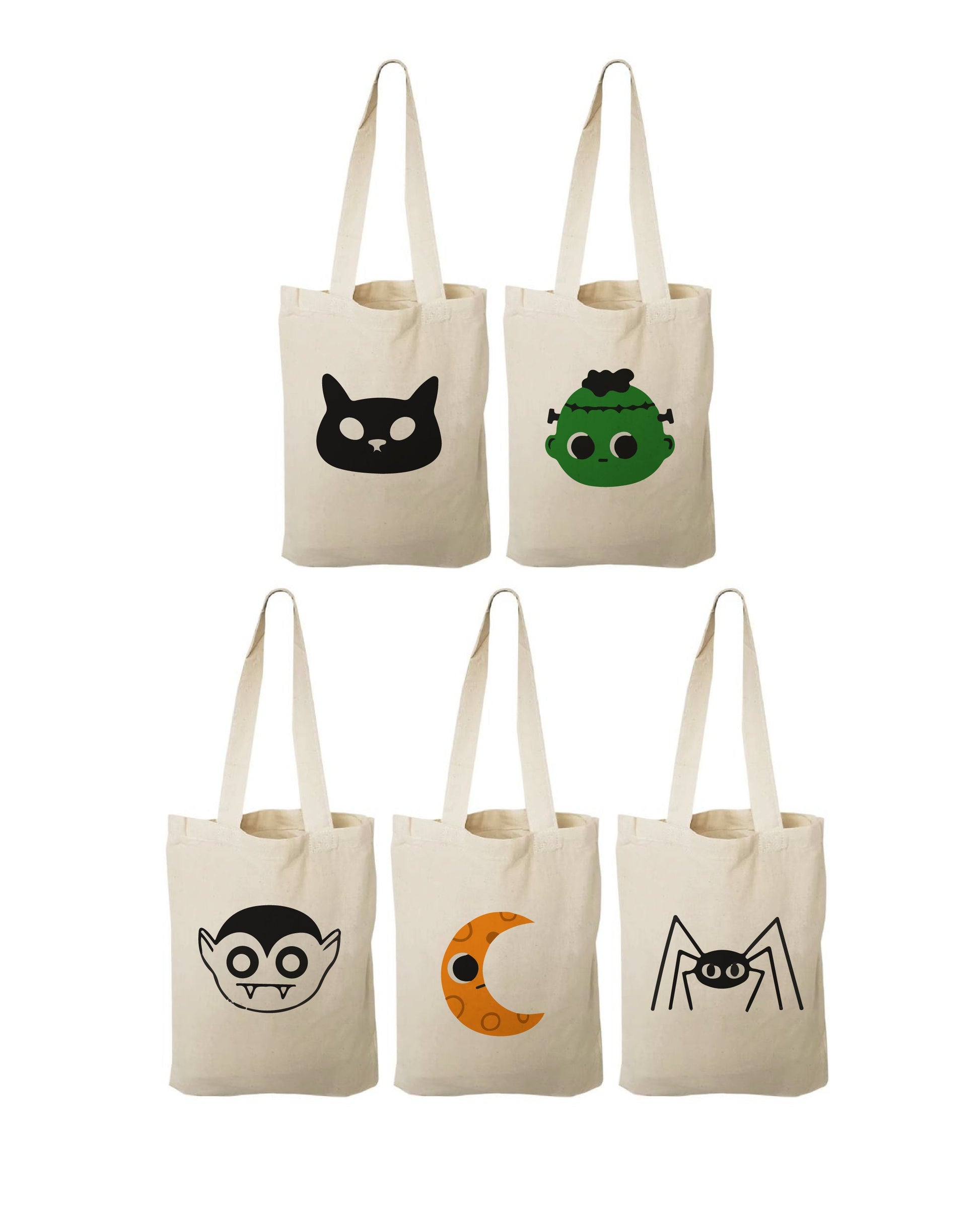 Halloween Party Favor Bags - Perfect for Halloween Parties! - Cotton Party Favor Bags with Handles - Set of Five