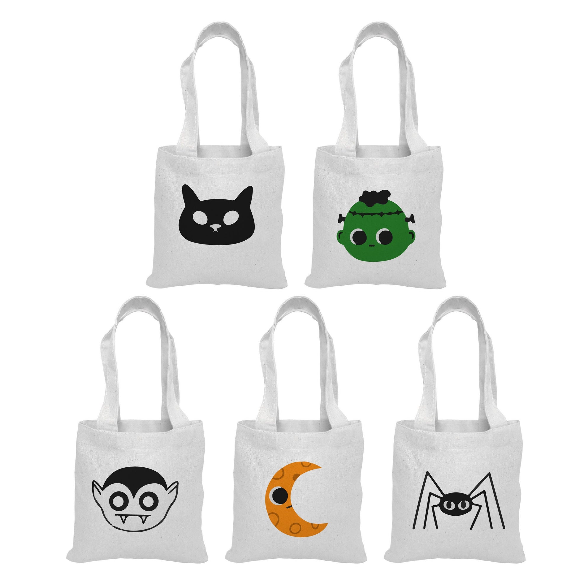 Halloween Party Favor Bags - Perfect for Halloween Parties! - Cotton Party Favor Bags with Handles - Set of Five