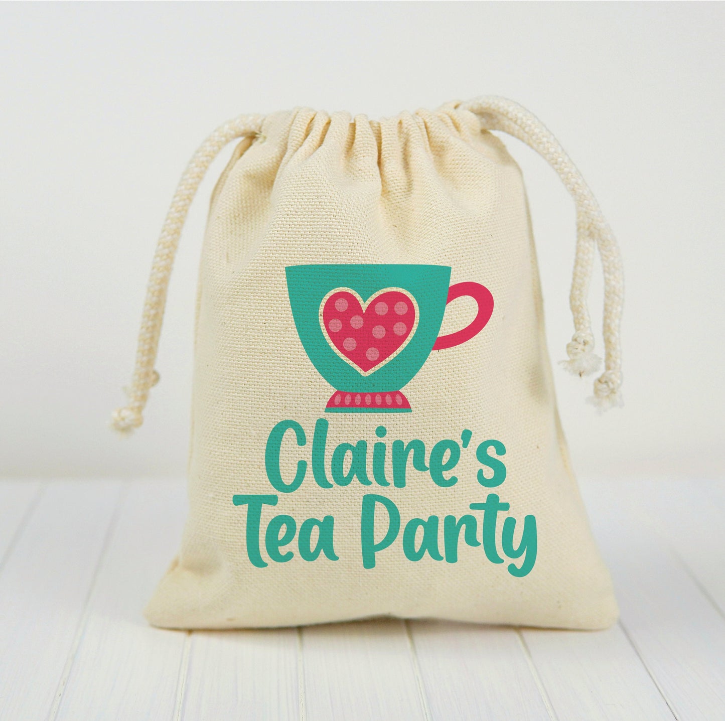 Personalized Tea Party Favor Bags – Teacup Canvas Gift Bags
