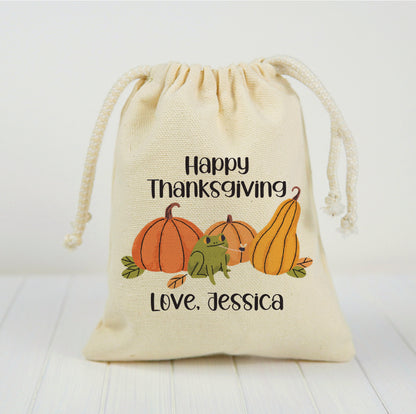 Personalized Thanksgiving Party Favor Bags - Perfect for Thanksgiving! - Canvas Bags with Sturdy Drawstring