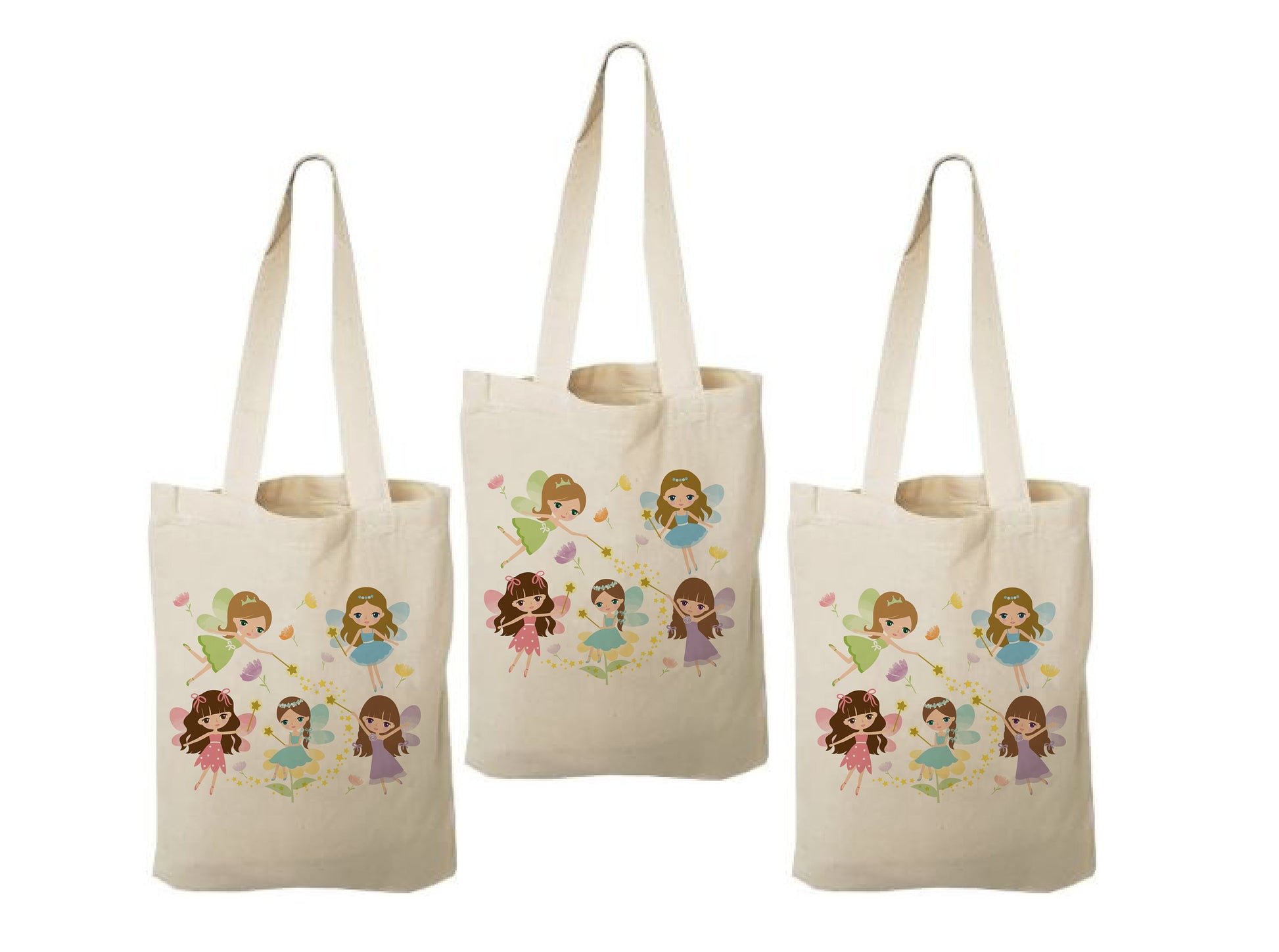 Fairy Party Favor Bags • Reusable Fairy Goodie Bags • Girls Birthday Treat Bags with Handles • Princess Fairy Birthday Gift Bags