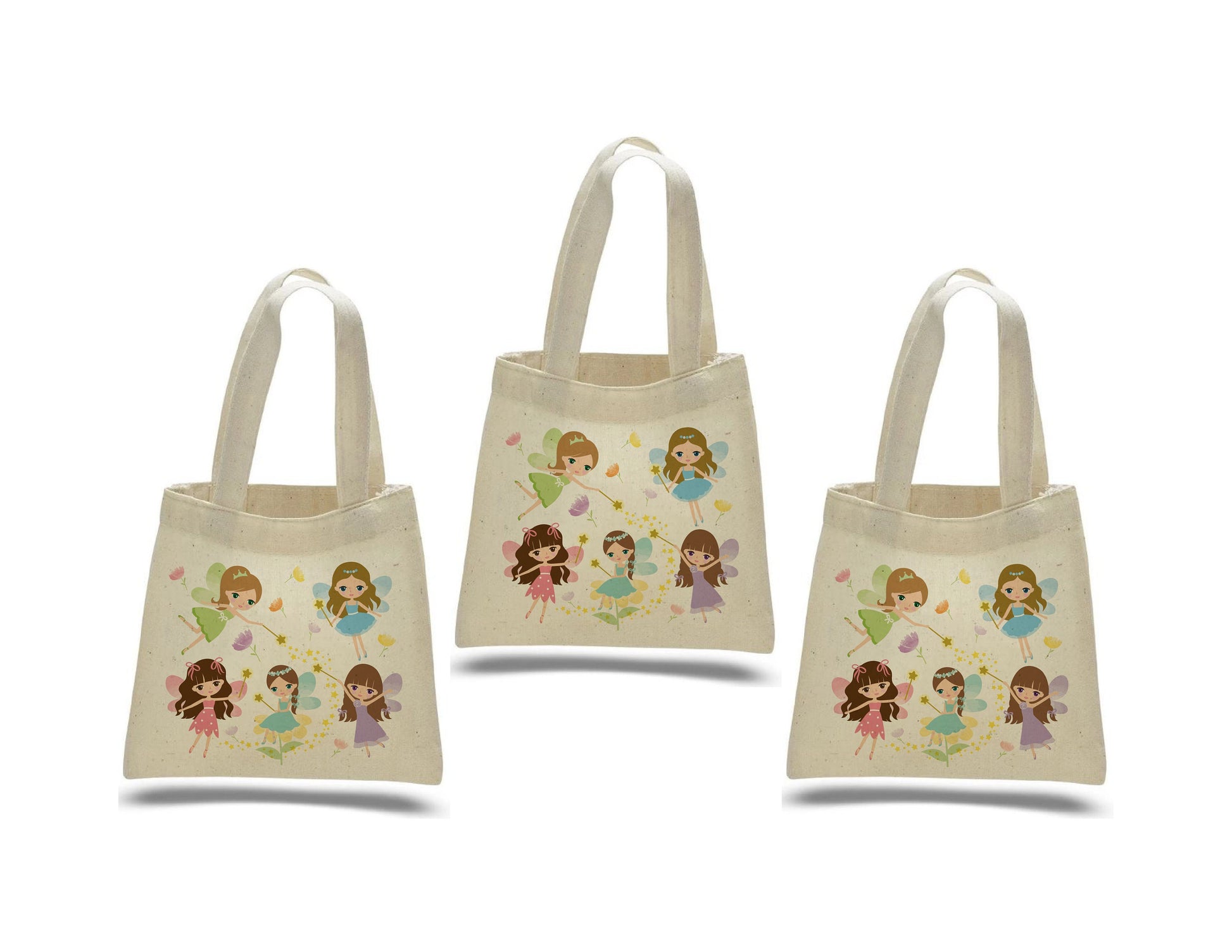 Fairy Party Favor Bags • Reusable Fairy Goodie Bags • Girls Birthday Treat Bags with Handles • Princess Fairy Birthday Gift Bags
