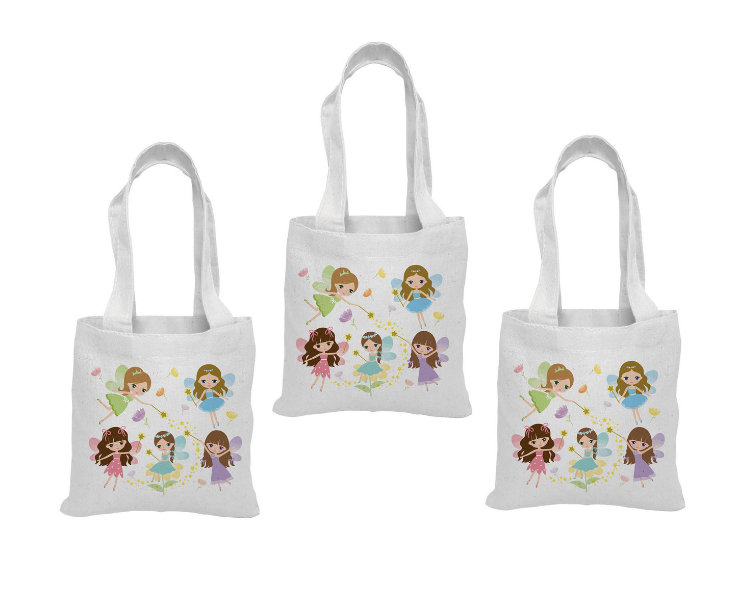 Fairy Party Favor Bags • Reusable Fairy Goodie Bags • Girls Birthday Treat Bags with Handles • Princess Fairy Birthday Gift Bags