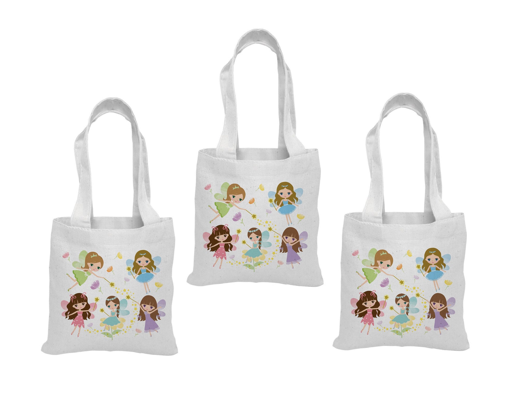 Fairy Party Favor Bags • Reusable Fairy Goodie Bags • Girls Birthday Treat Bags with Handles • Princess Fairy Birthday Gift Bags