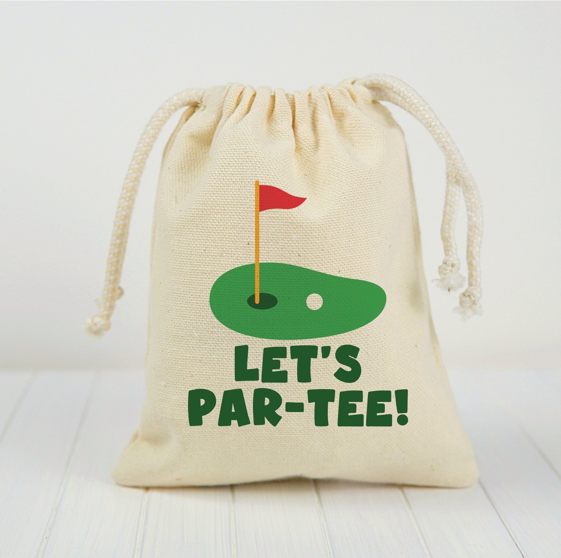 Golf Party Favor Bags - Perfect for Golf Themed Parties! - Let’s Par-Tee! - Thick Canvas with Sturdy Drawstring