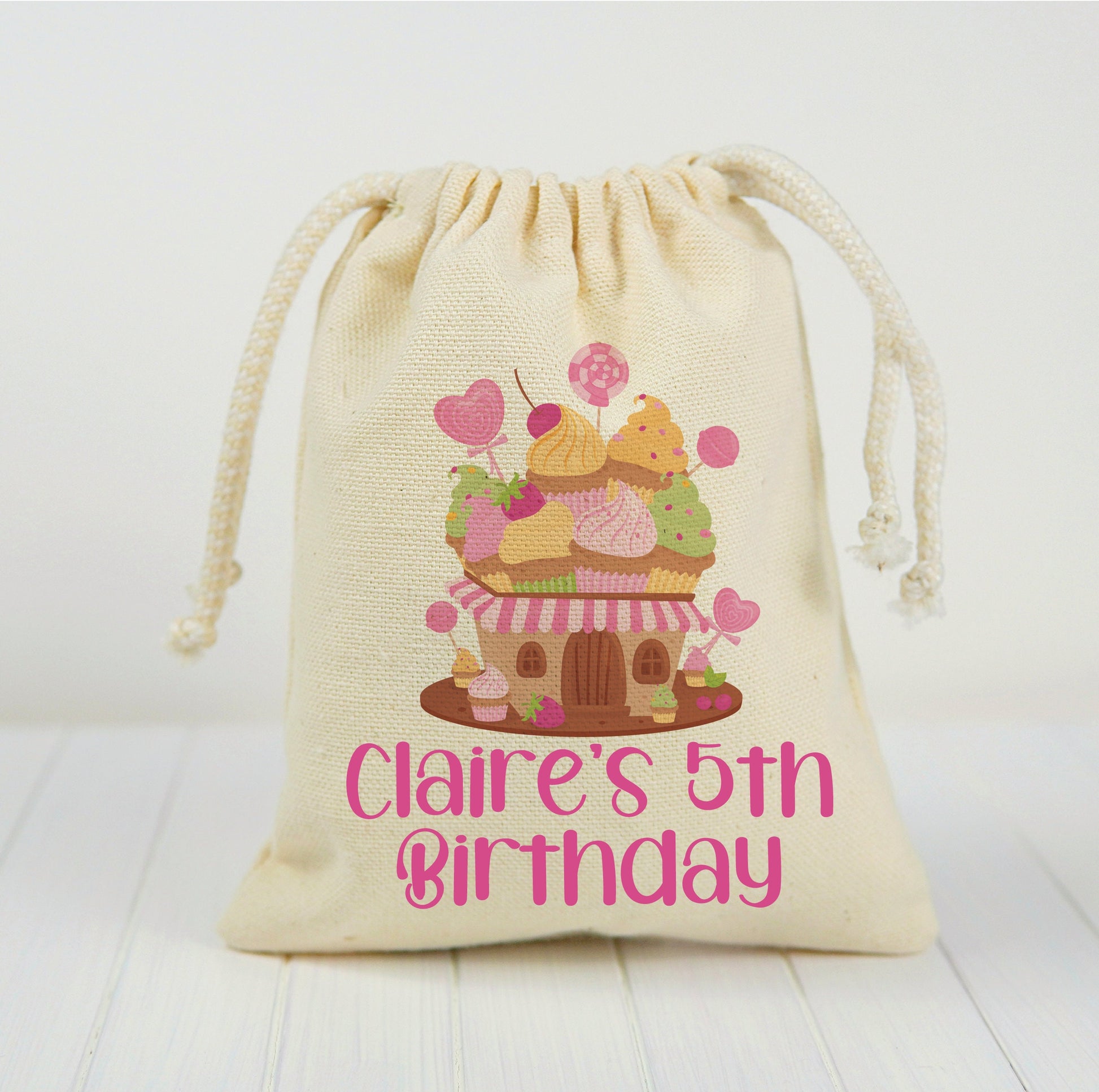 Personalized Candy Favor Bag – Cupcake House, Cotton Birthday Party
