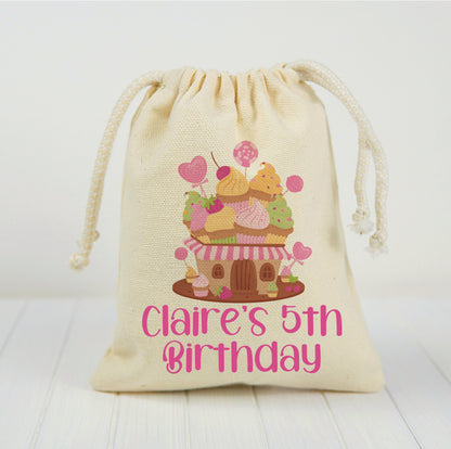 Personalized Candy Favor Bag – Cupcake House, Cotton Birthday Party
