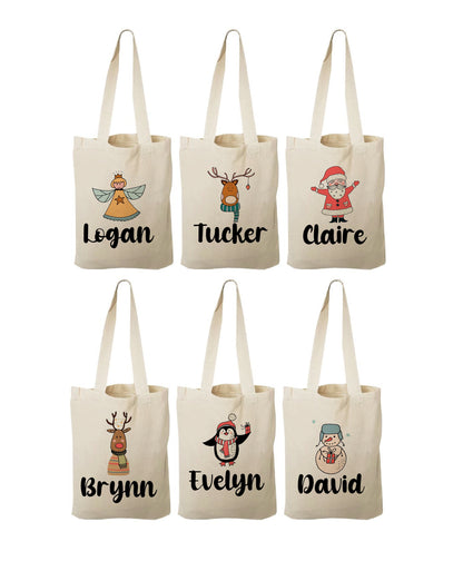 Personalized Christmas Party Favor Bags - Set of Six Bags