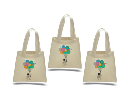 Astronaut Party Favor Bags - Perfect for Astronaut or Space Themed Parties - Set of Three - Cotton Bags with Handles