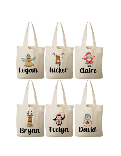 Personalized Christmas Party Favor Bags - Set of Six Bags
