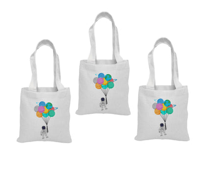 Astronaut Party Favor Bags - Perfect for Astronaut or Space Themed Parties - Set of Three - Cotton Bags with Handles