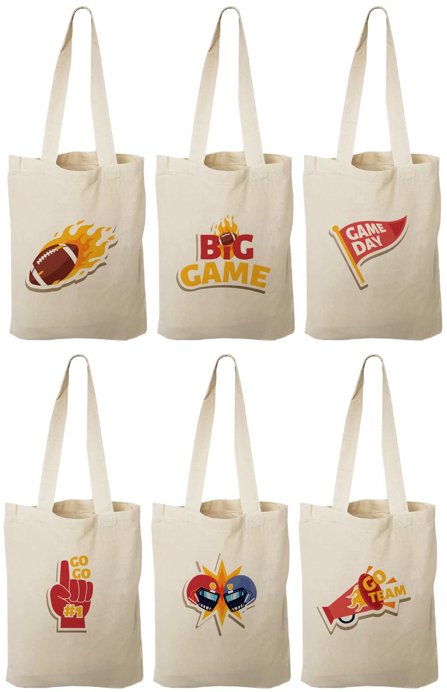 Football Party Favor Bags - Set of Six Bags