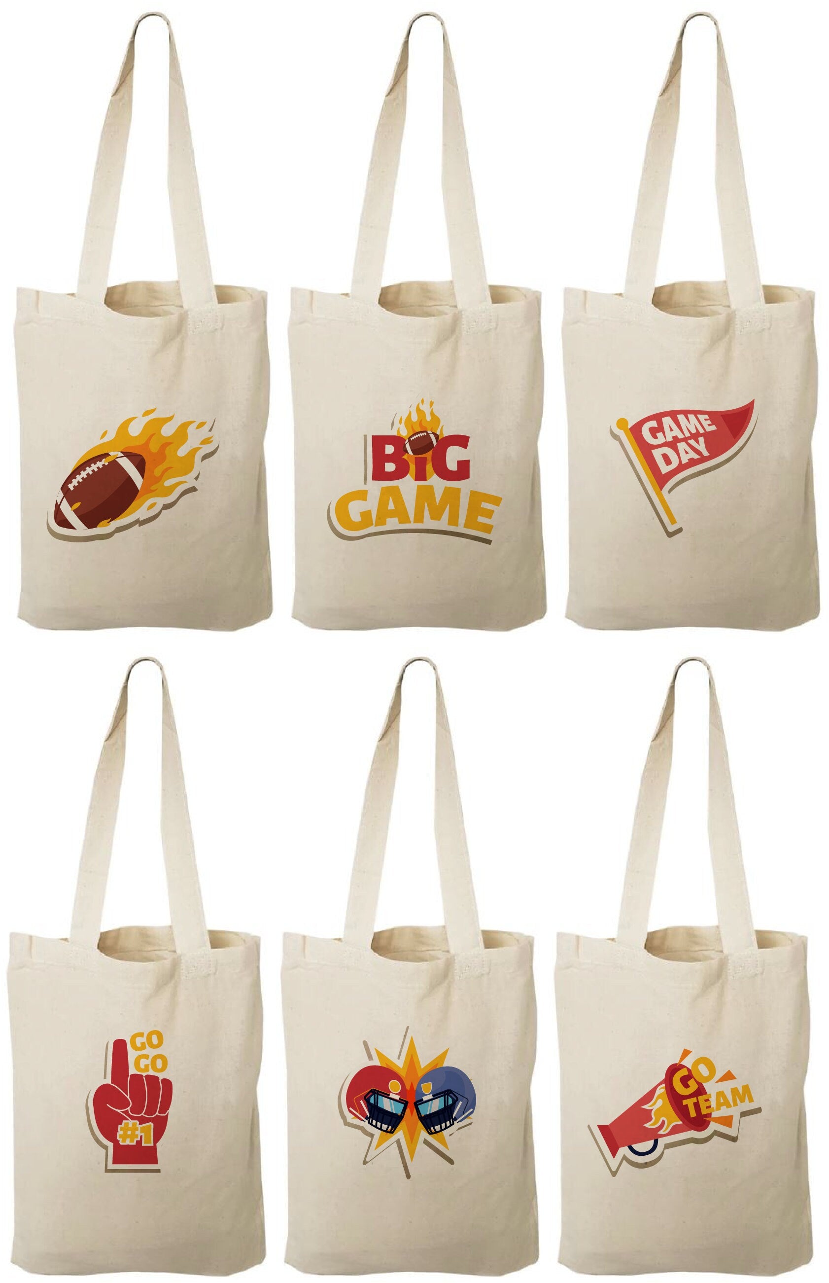 Football Party Favor Bags - Set of Six Bags