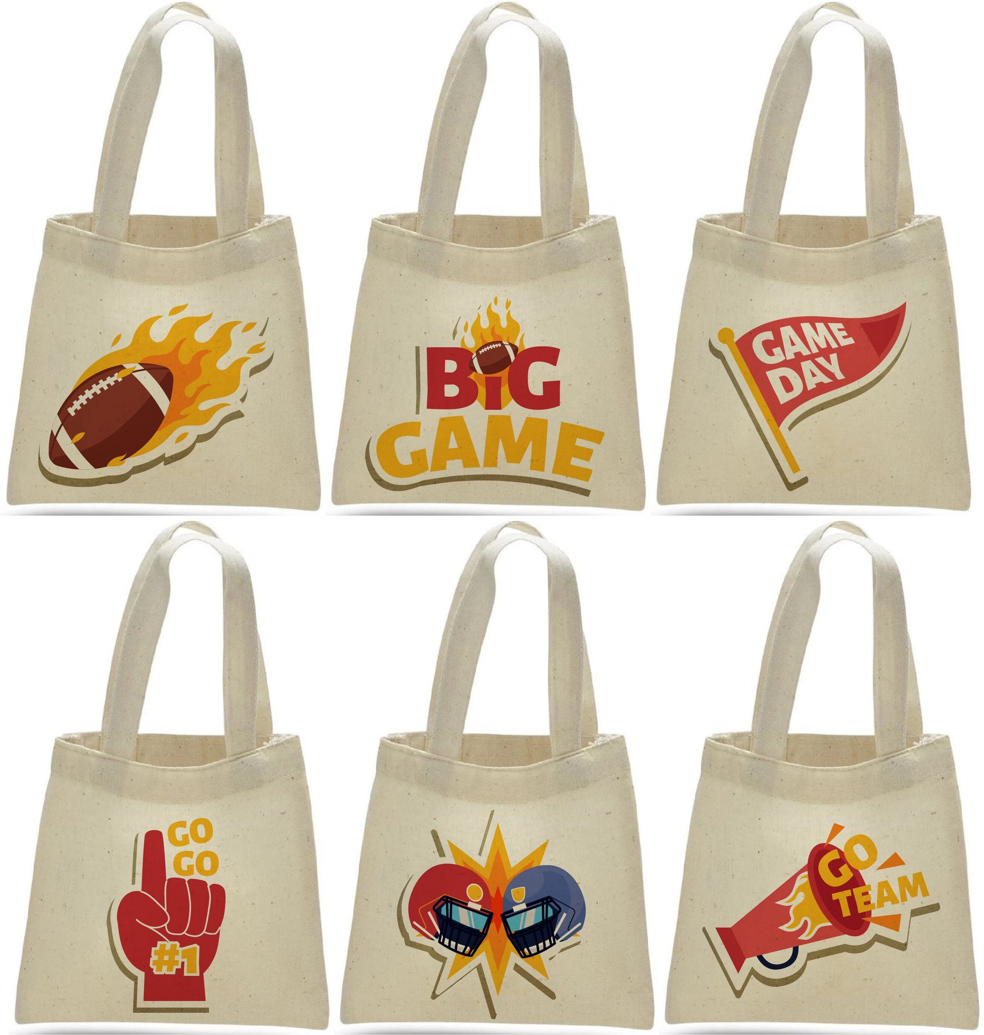 Football Party Favor Bags - Set of Six Bags