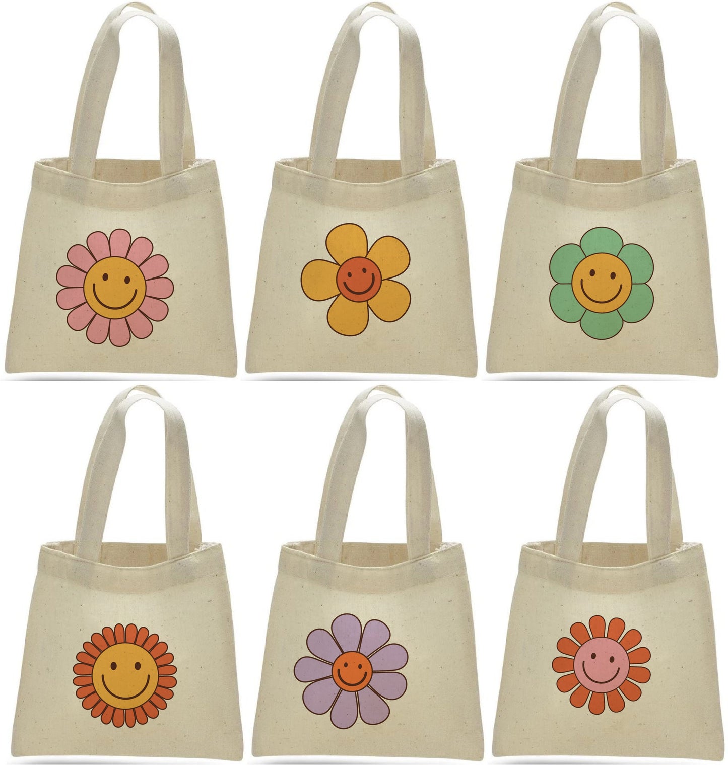 Groovy Flower Party Favor Bags - Perfect for Flower Themed Parties & Events! - Set of Six Bags