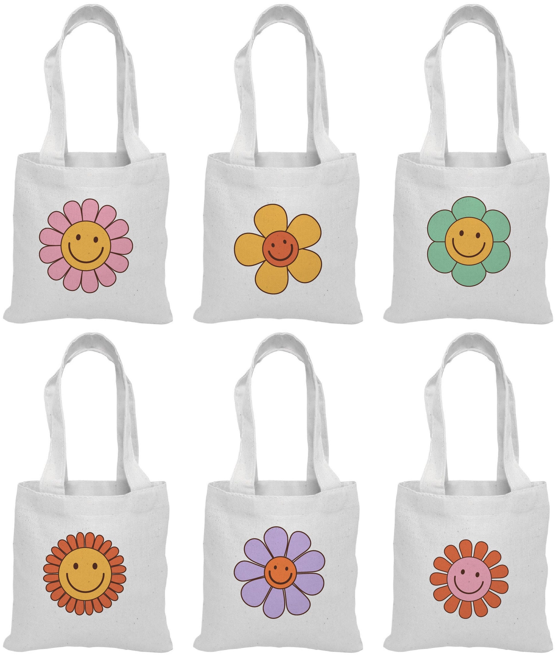 Groovy Flower Party Favor Bags - Perfect for Flower Themed Parties & Events! - Set of Six Bags