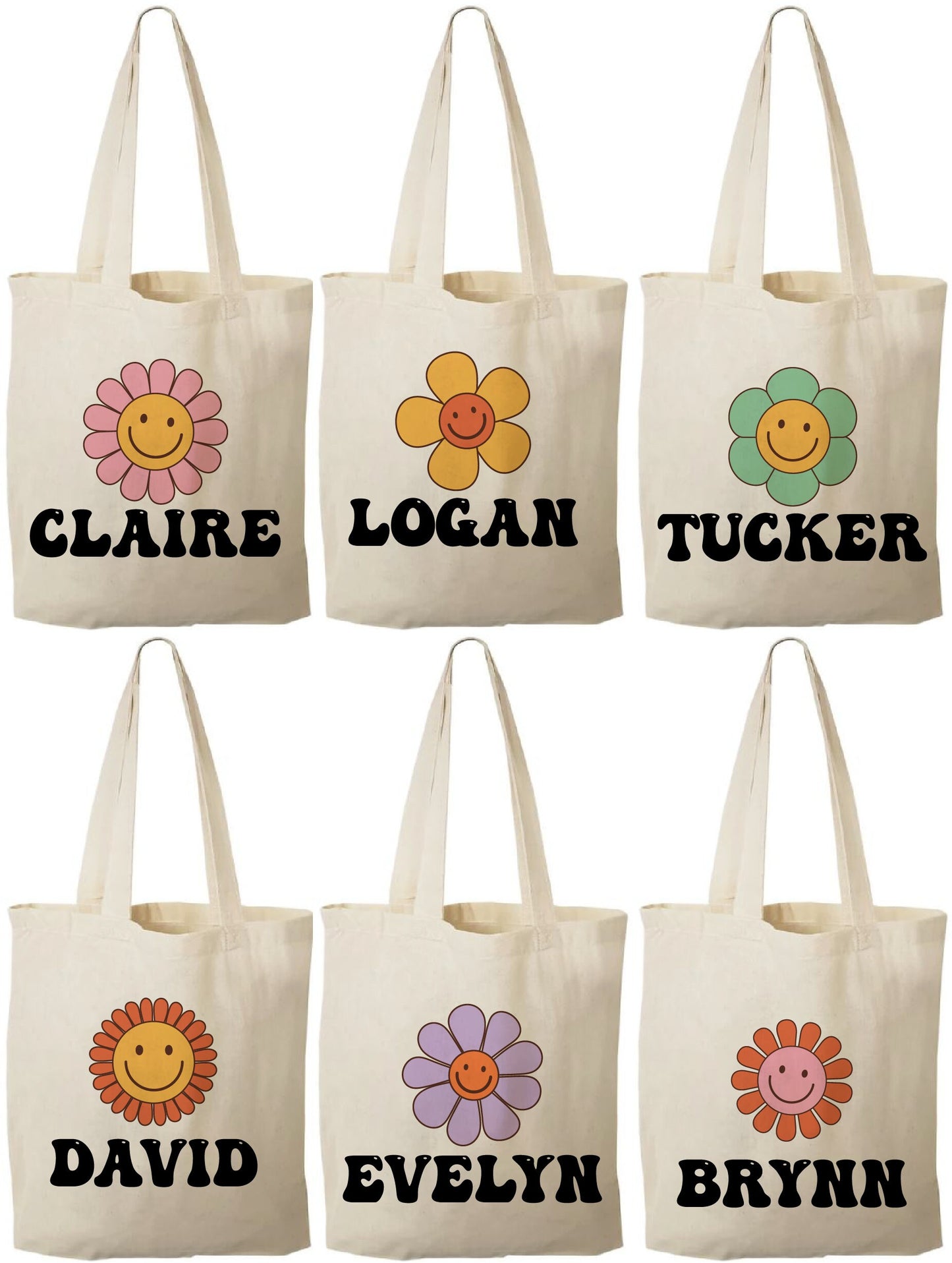 Personalized Groovy Flower Power Party Favor Bags - Set of Six Bags