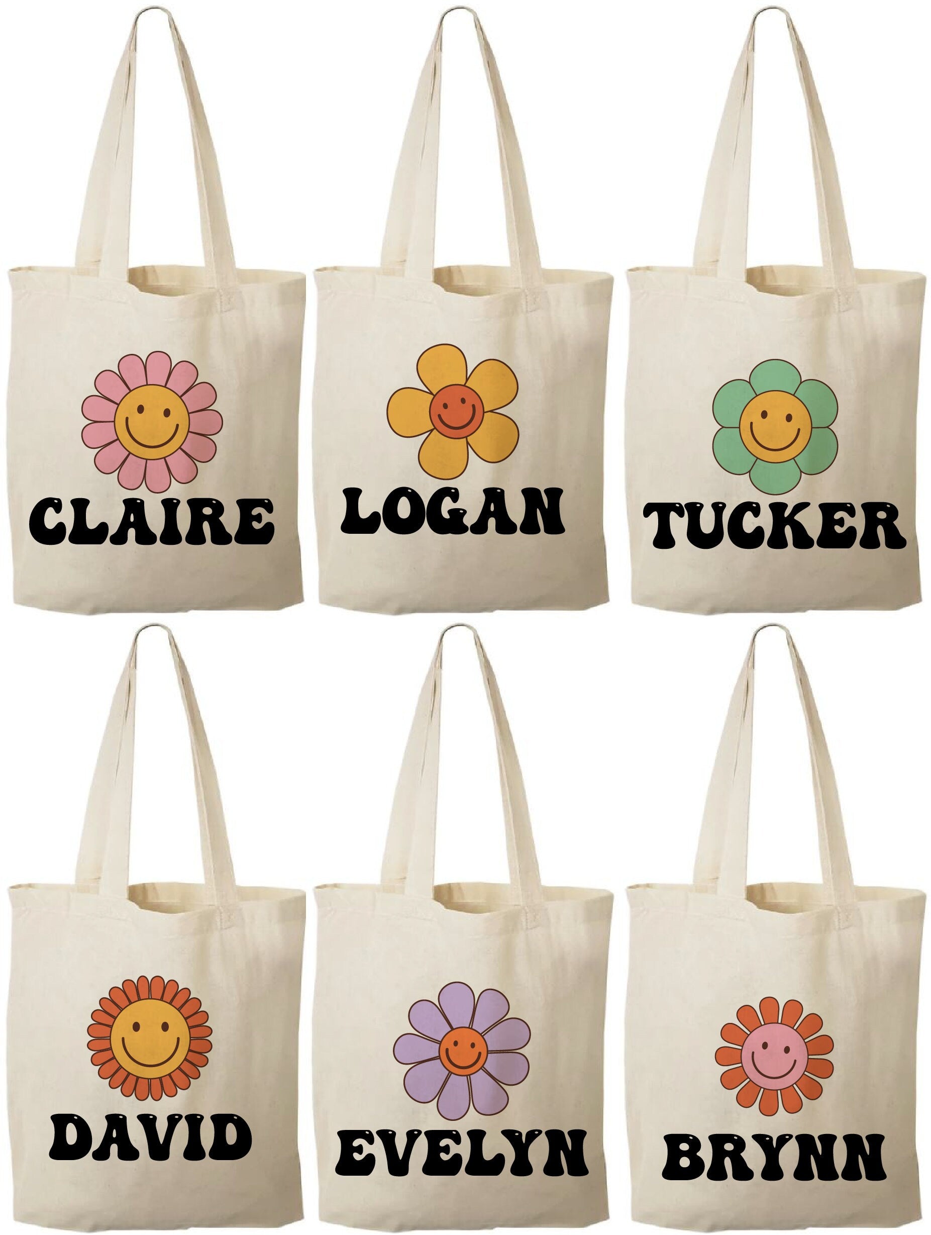 Personalized Groovy Flower Power Party Favor Bags - Set of Six Bags