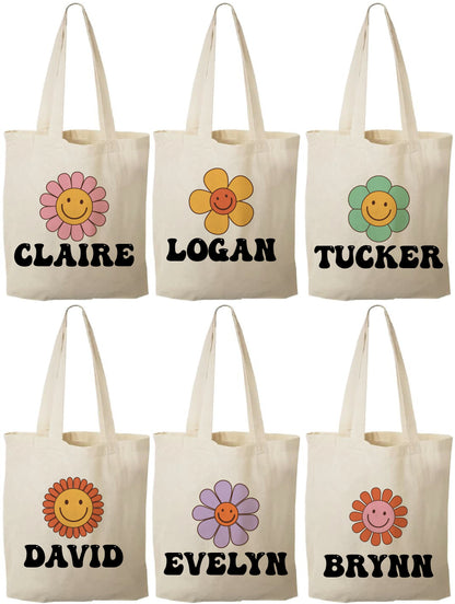 Personalized Groovy Flower Power Party Favor Bags - Set of Six Bags