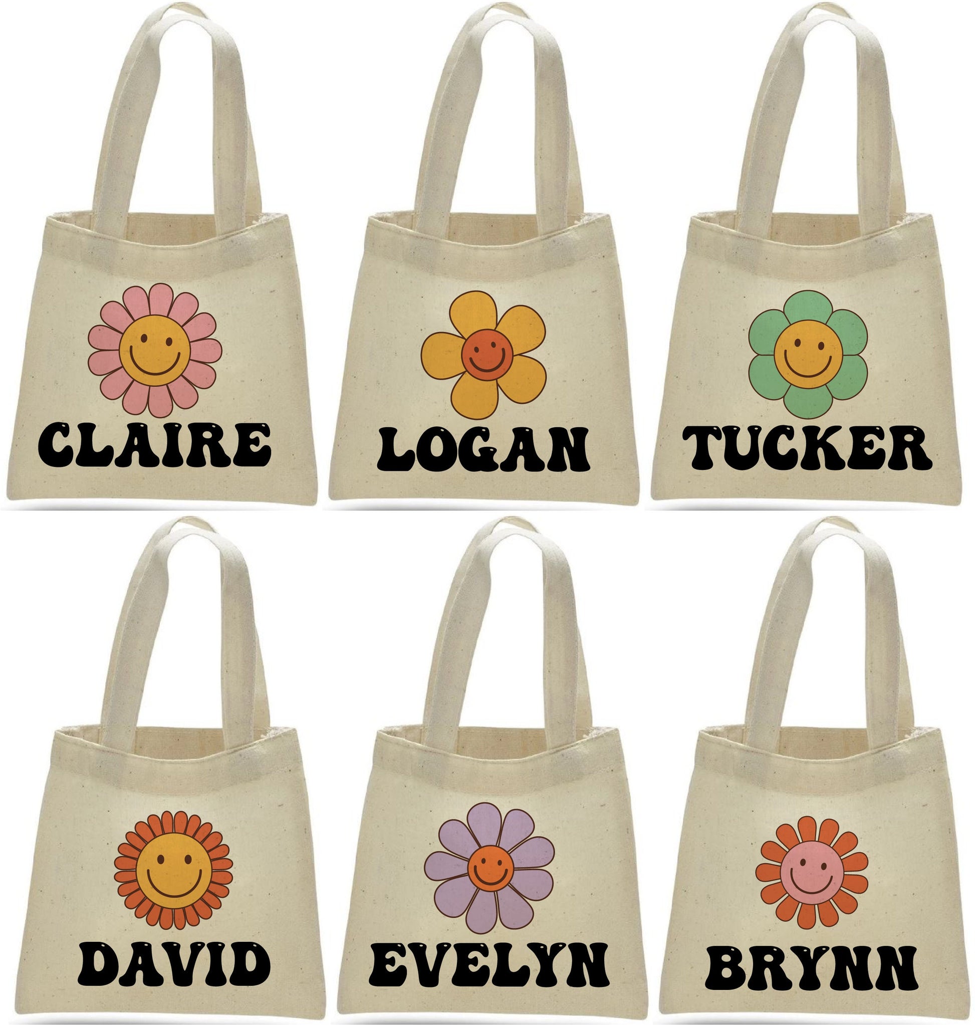 Personalized Groovy Flower Power Party Favor Bags - Set of Six Bags