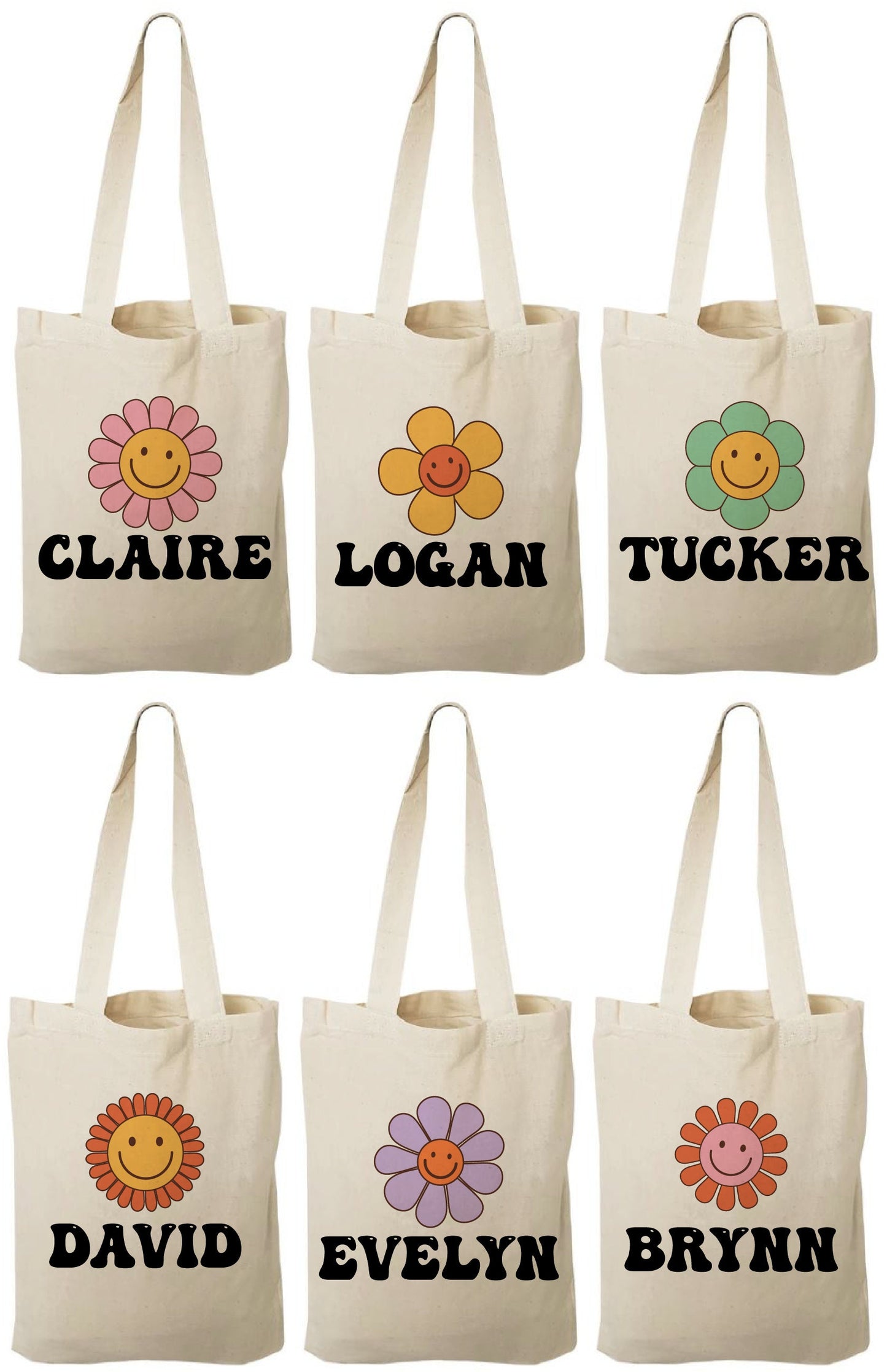 Personalized Groovy Flower Power Party Favor Bags - Set of Six Bags