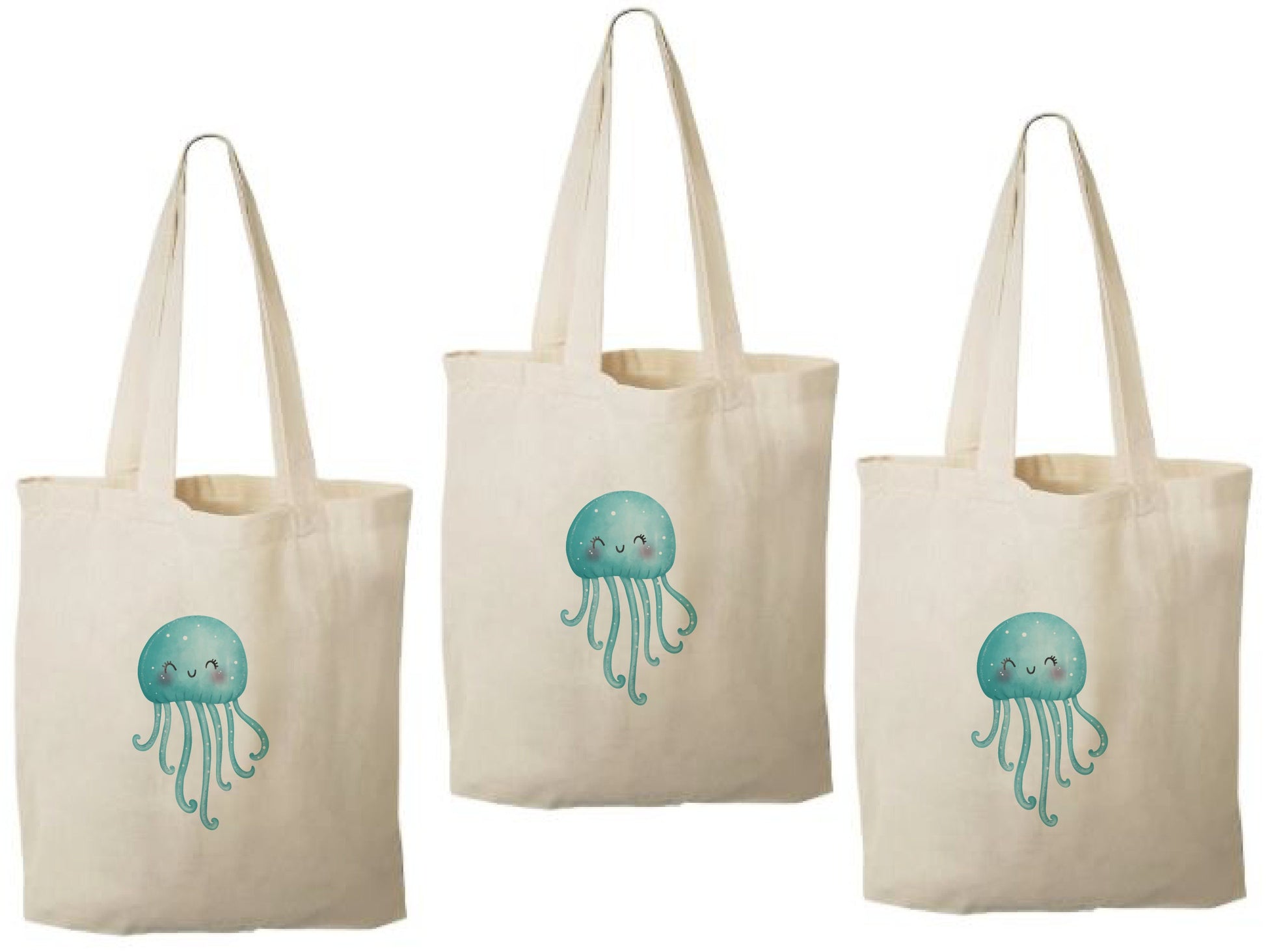 Jelly Fish Party Favor Bags - Perfect for Under Water or Ocean Themed Parties! - Set of Three - Cotton Party Bags with Handles