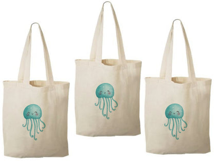 Jelly Fish Party Favor Bags - Perfect for Under Water or Ocean Themed Parties! - Set of Three - Cotton Party Bags with Handles