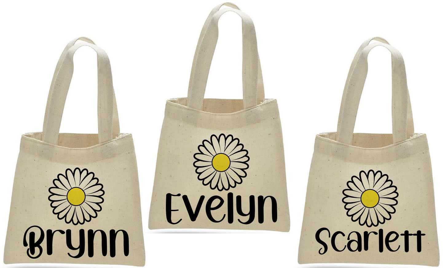 Personalized Daisy Party Favor Bags - Set of Three Bags