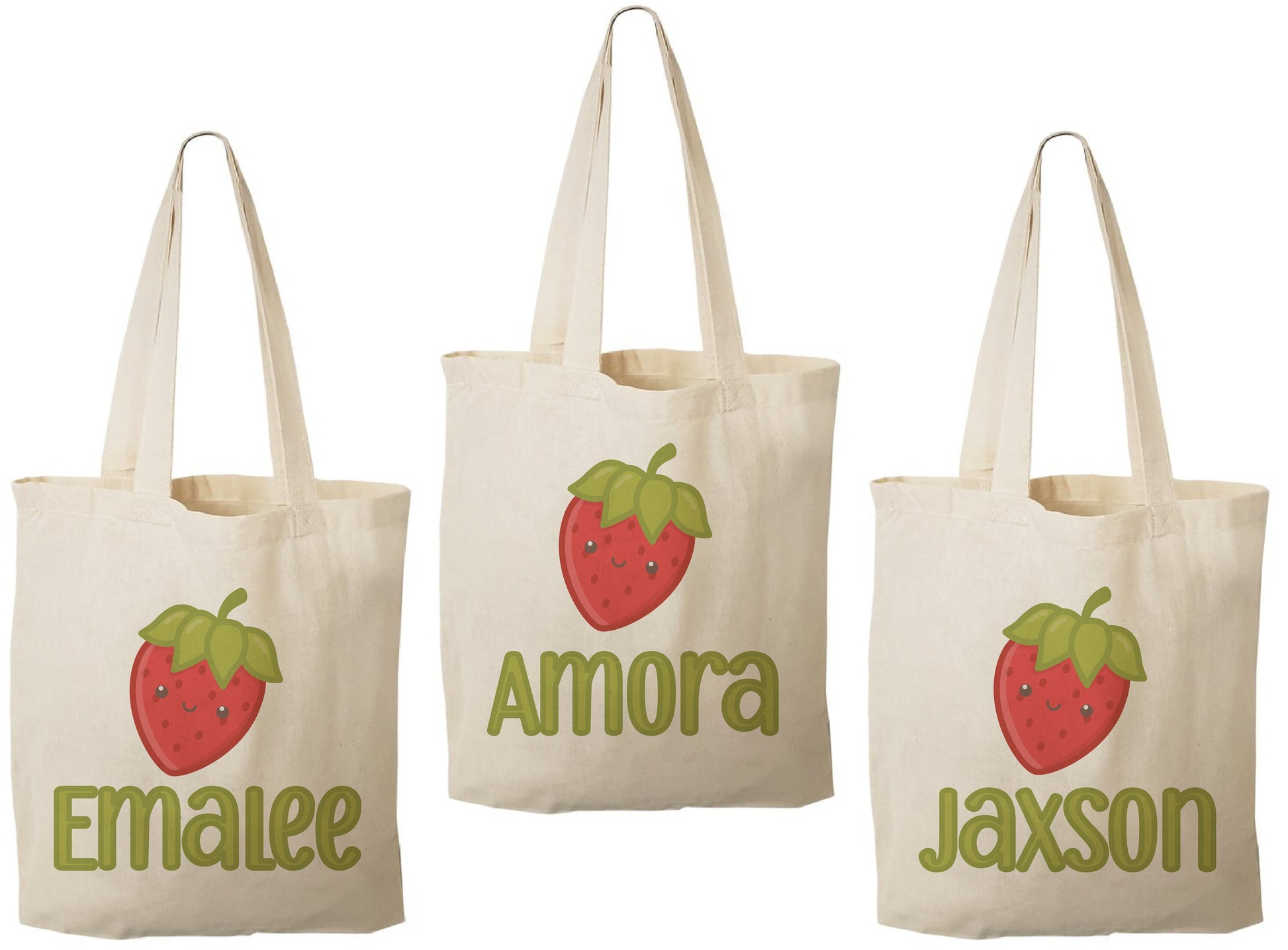 Custom Strawberry Party Favor Bags - Set of Three Bags