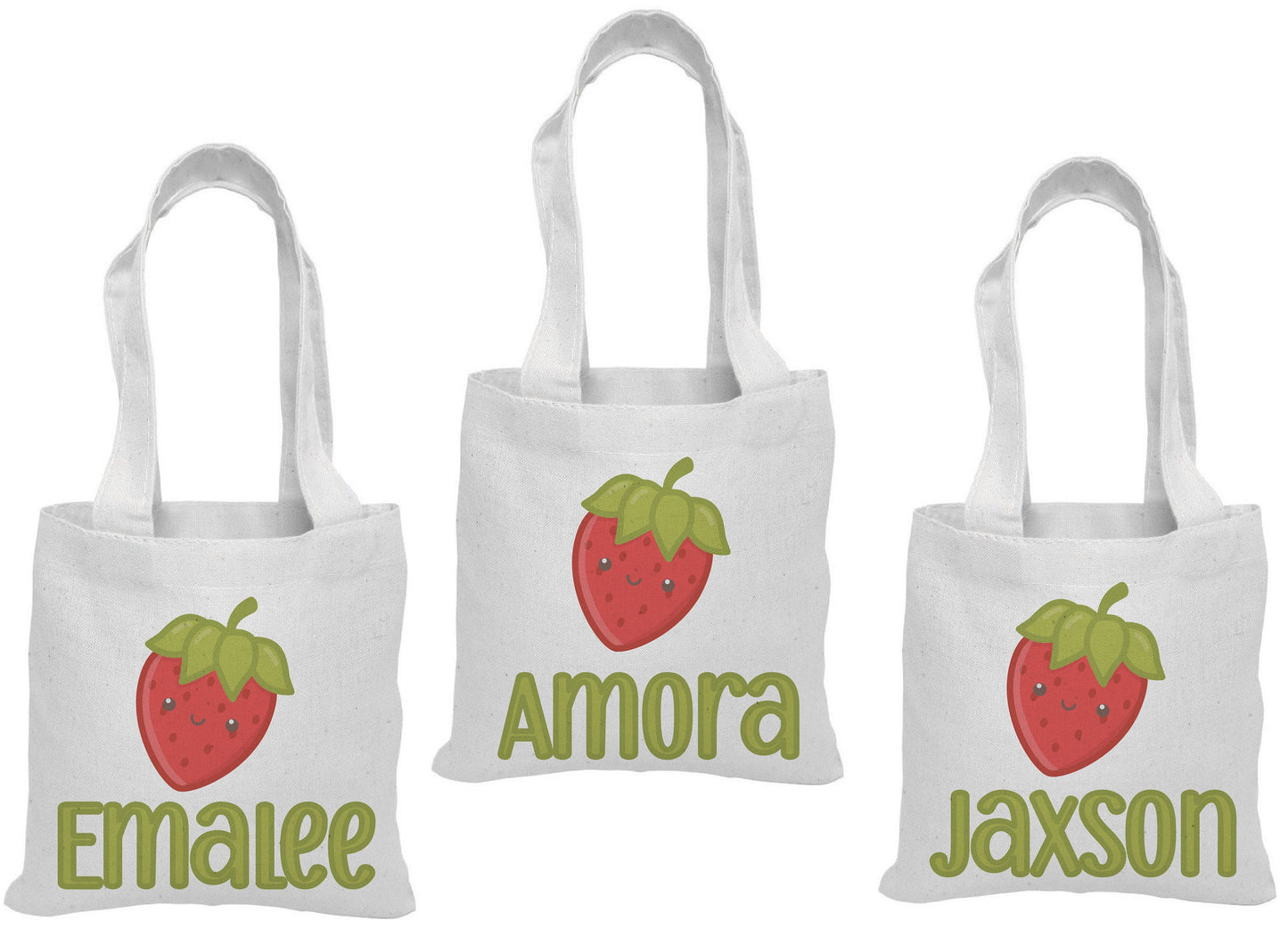 Custom Strawberry Party Favor Bags - Set of Three Bags