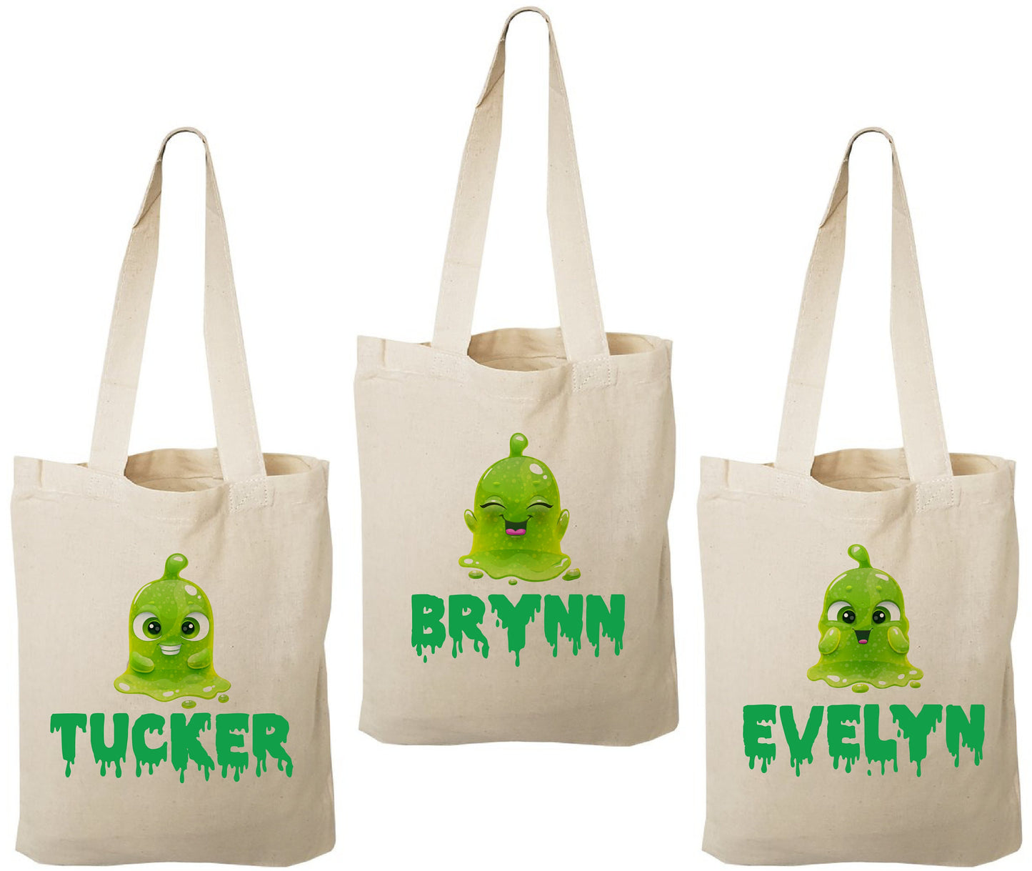 Slime Party Favor Bags, Personalized Treat Bags, Set of 3