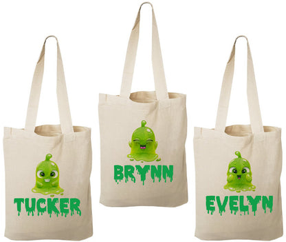 Slime Party Favor Bags, Personalized Treat Bags, Set of 3