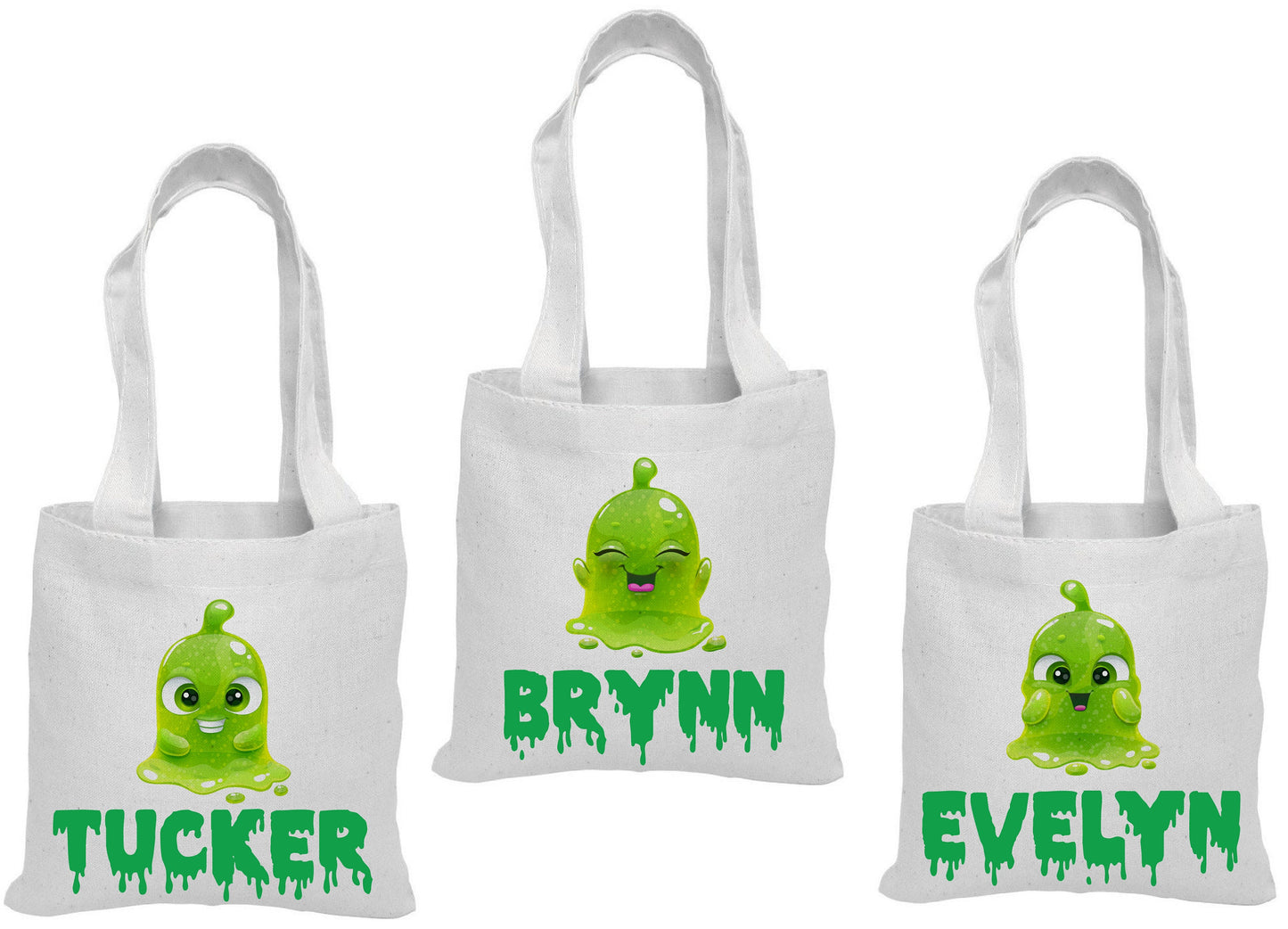 Slime Party Favor Bags, Personalized Treat Bags, Set of 3