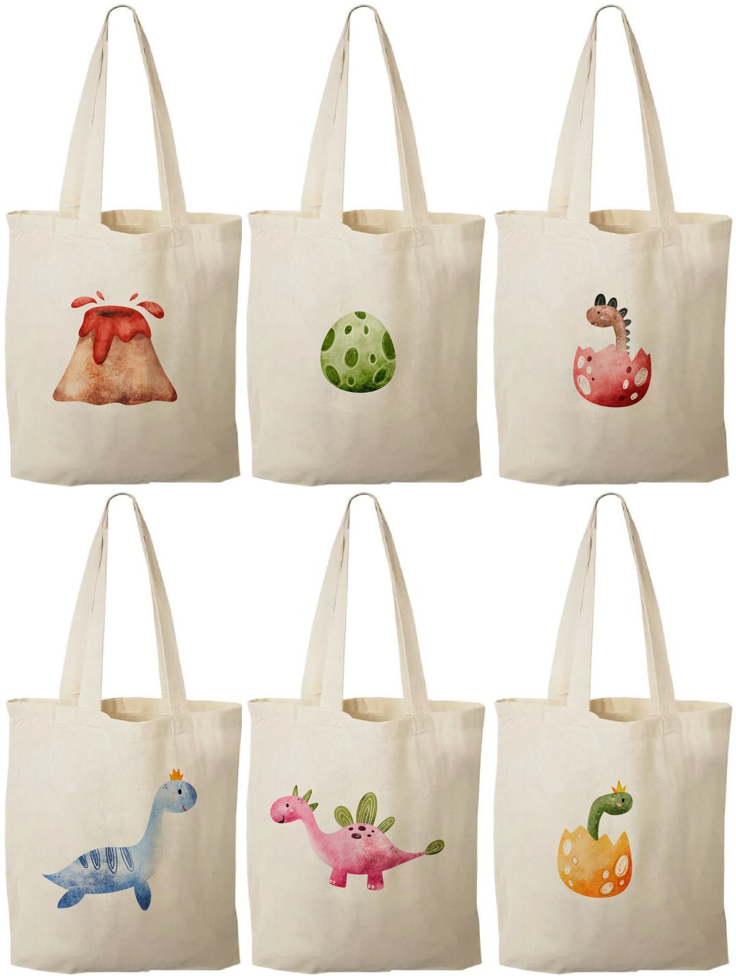 Dinosaur Party Favor Bags: Set of 6 Cotton Treat Bags