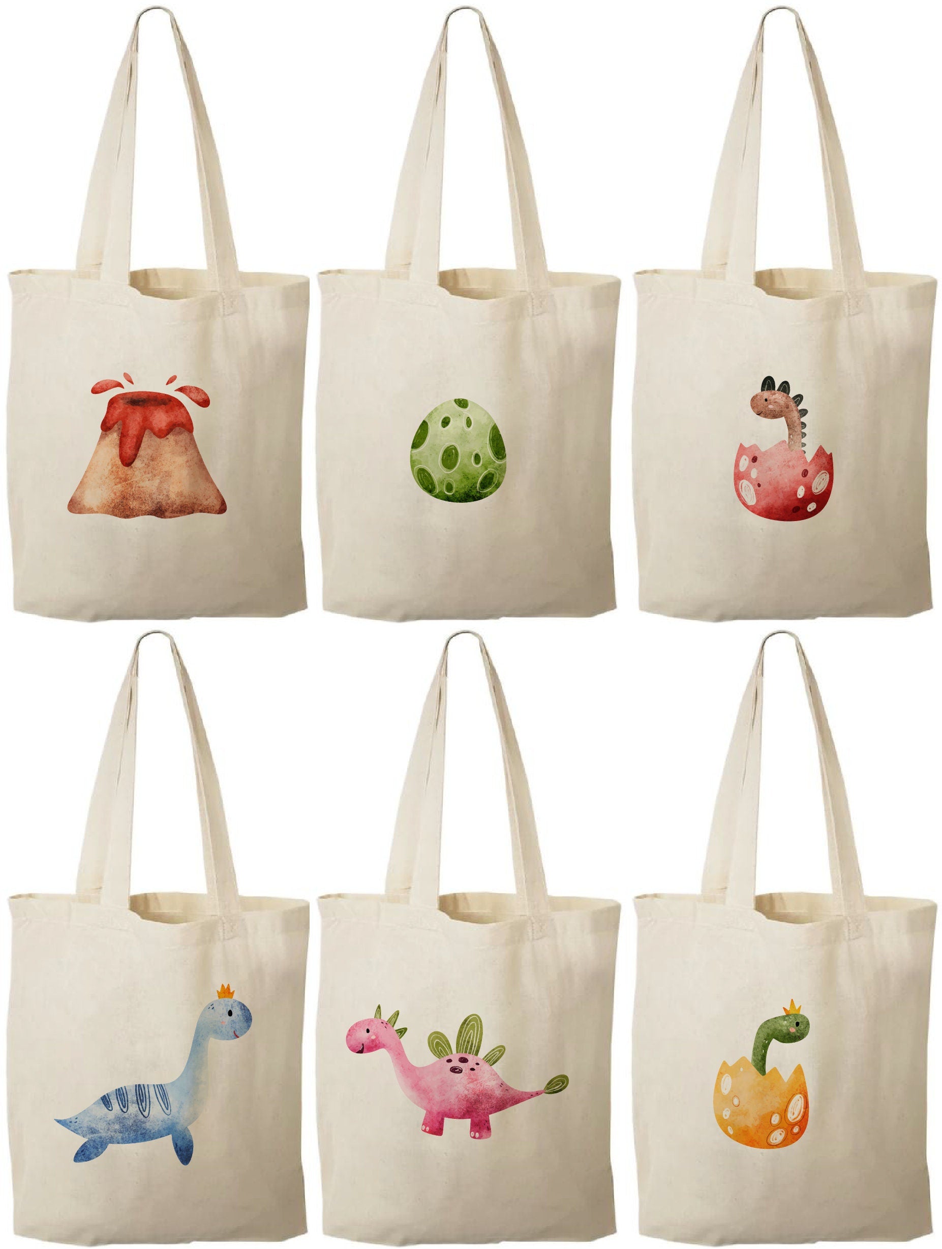 Dinosaur Party Favor Bags: Set of 6 Cotton Treat Bags