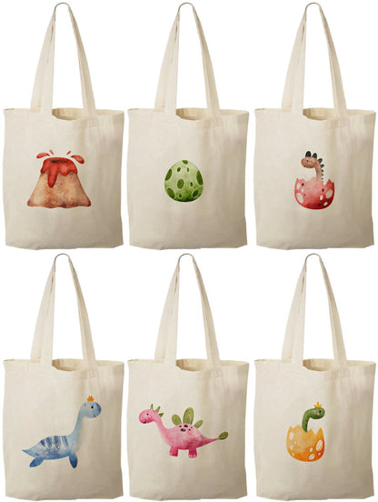 Dinosaur Party Favor Bags: Set of 6 Cotton Treat Bags