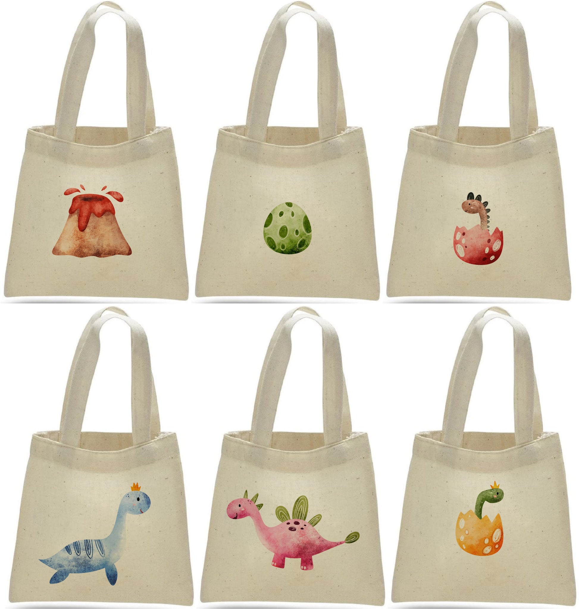 Dinosaur Party Favor Bags: Set of 6 Cotton Treat Bags