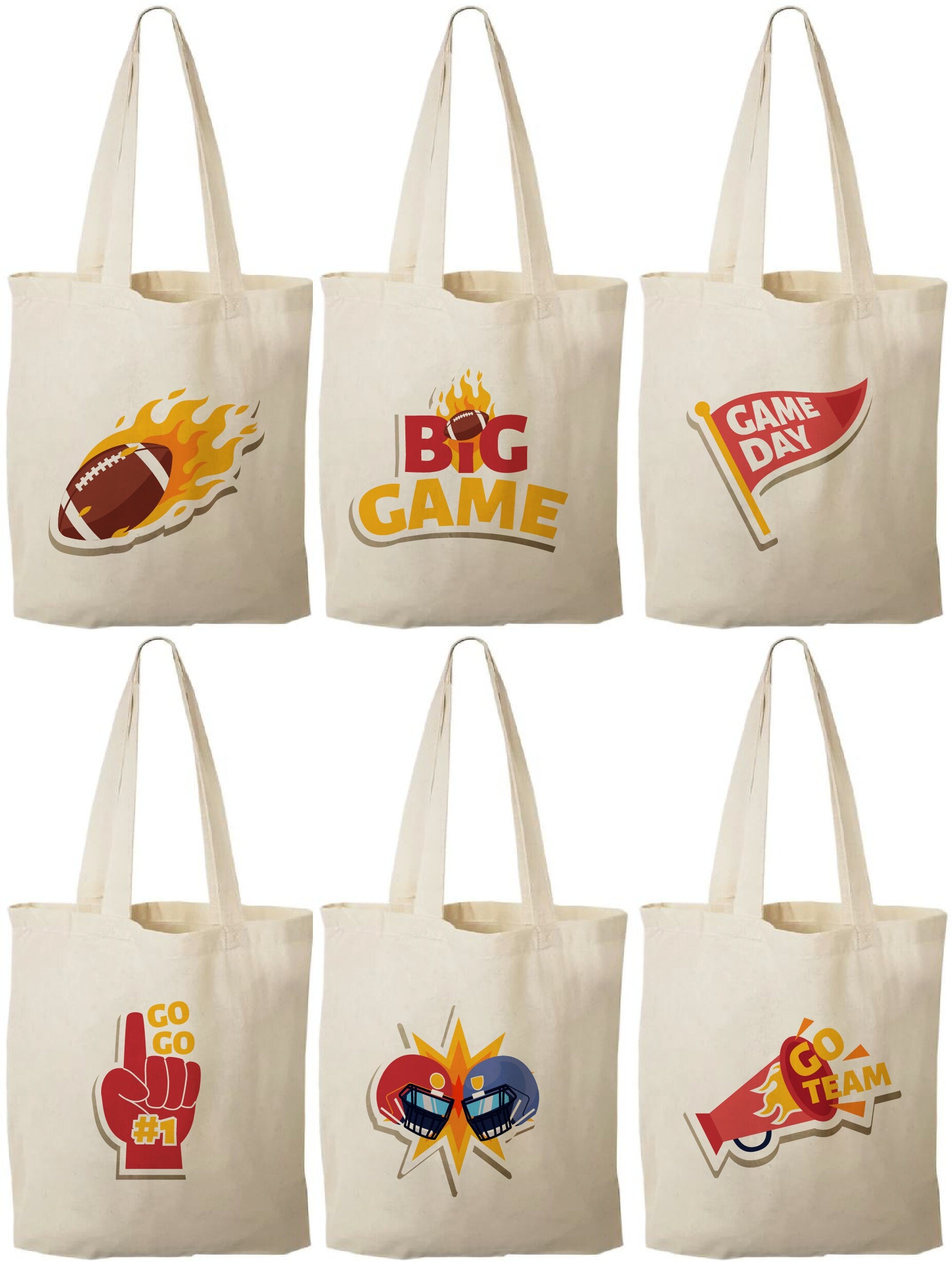 Football Party Favor Bags - Set of Six Bags