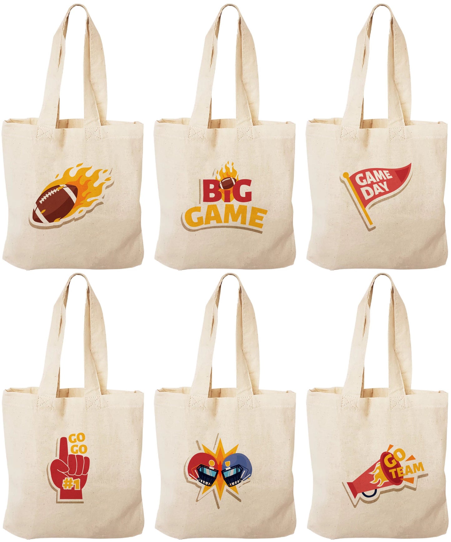 Football Party Favor Bags - Set of Six Bags