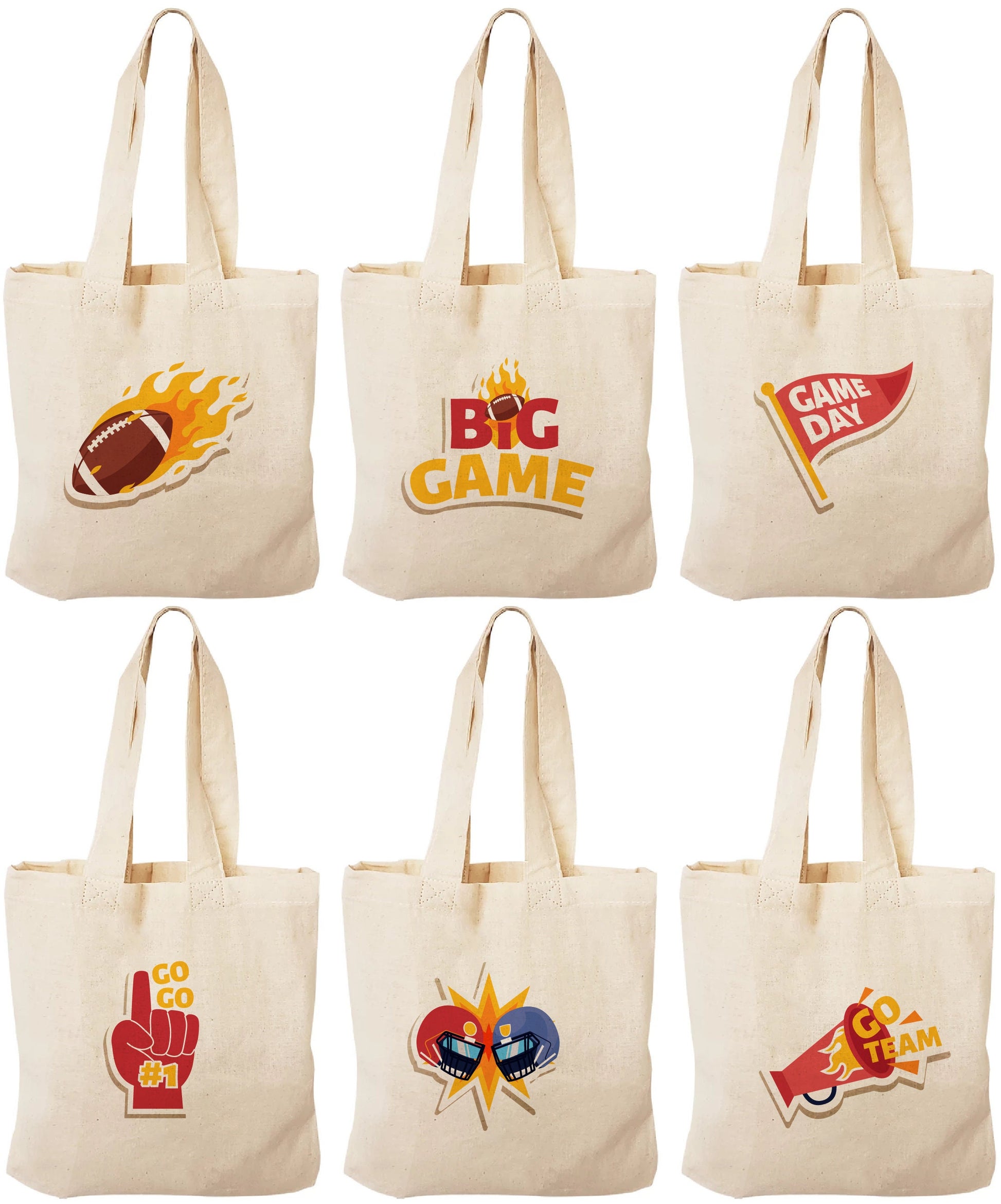 Football Party Favor Bags - Set of Six Bags