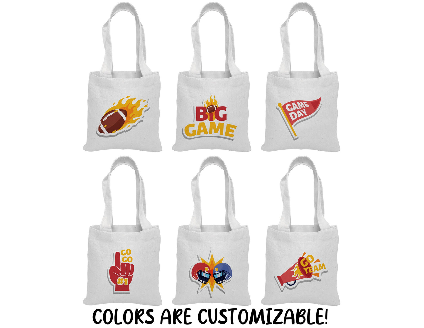 Football Party Favor Bags - Set of Six Bags
