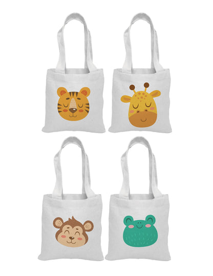 4 Jungle Animal Cotton Favor Bags, Zoo Party Goodie Bags