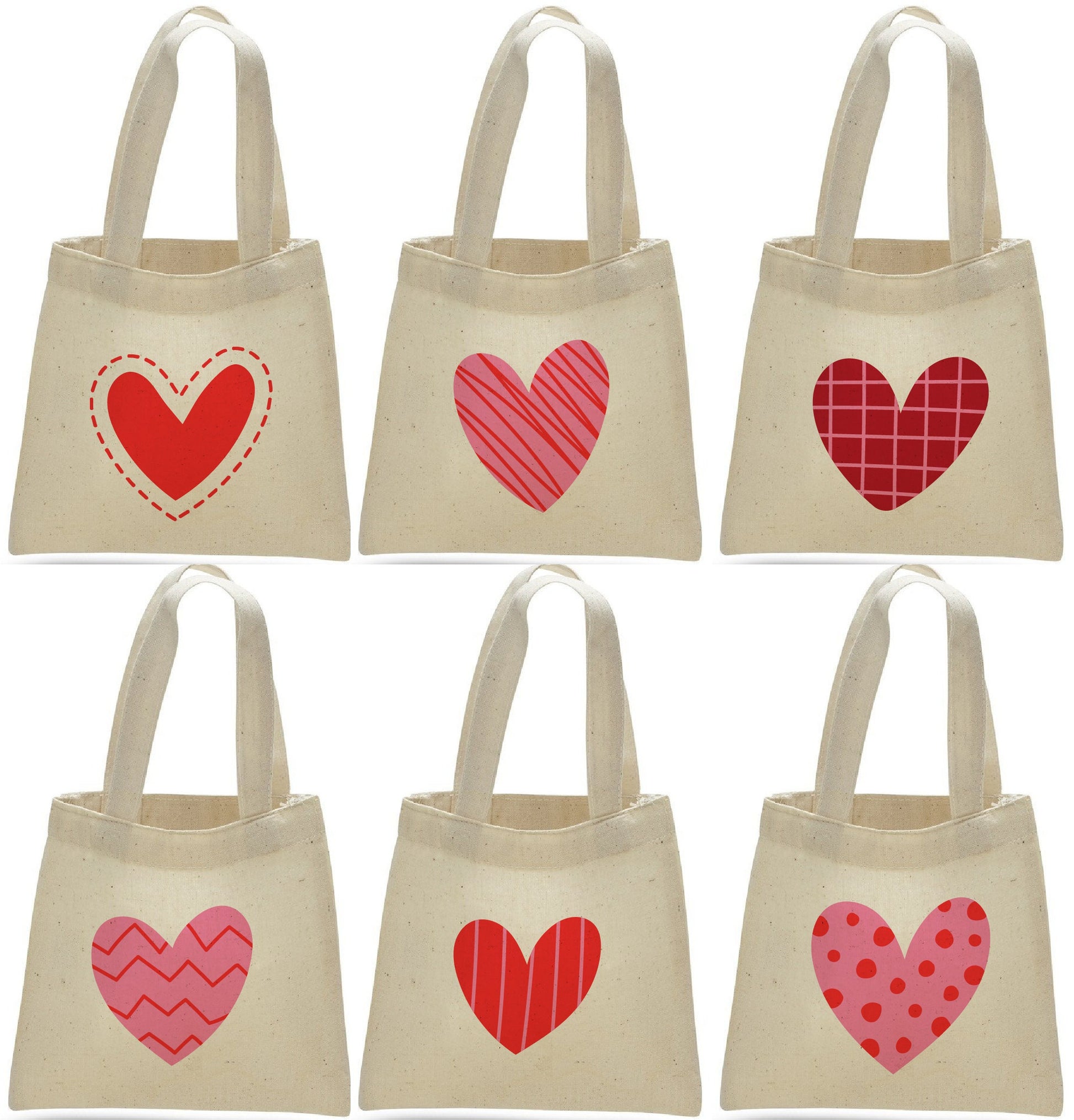 Valentine's Day Party Favor Bags - Set of Six Bags