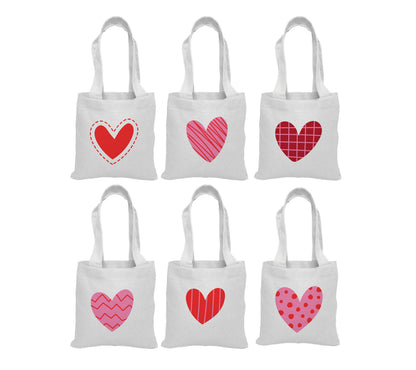 Valentine's Day Party Favor Bags - Set of Six Bags