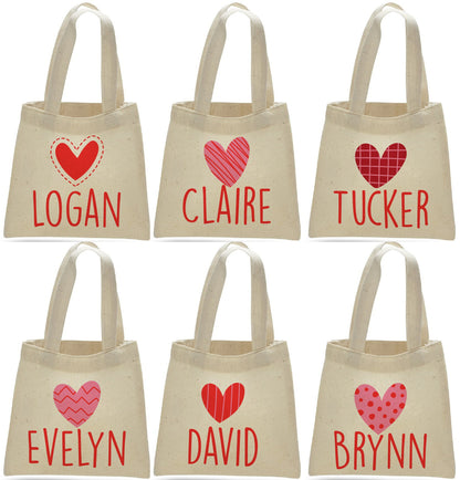 Personalized Valentine's Day Party Favor Bags - Set of Six Bags