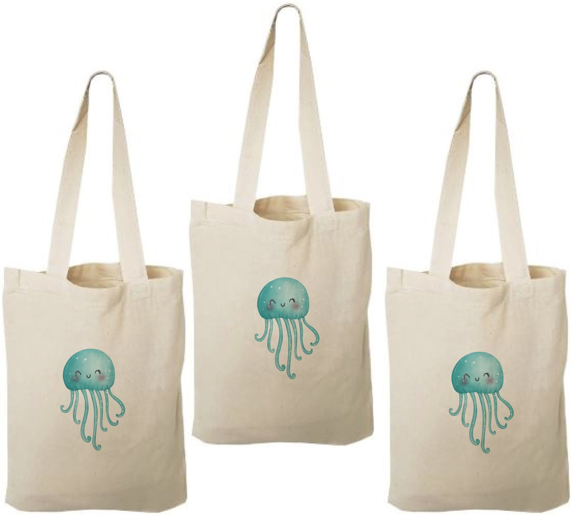 Jelly Fish Party Favor Bags - Perfect for Under Water or Ocean Themed Parties! - Set of Three - Cotton Party Bags with Handles